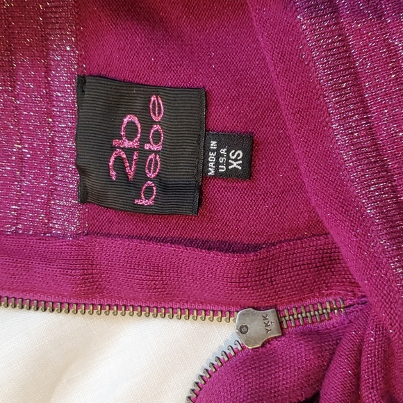 2b Bebe Sparkly Fuscia Bodycon Mini Skirt - Picture 4 of 5